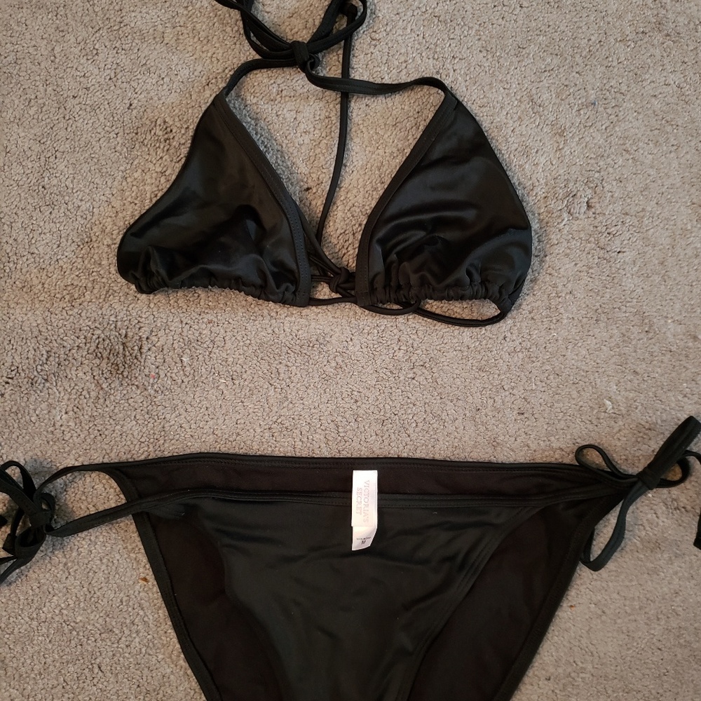 Victoria Secret Black Triangle String Bikini